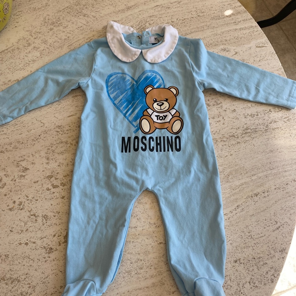 Moschino Light Blue Teddy Bear Footie